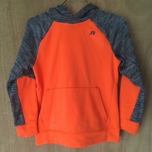 Boys size 14-16 orange and grey hoodie sweatshirt